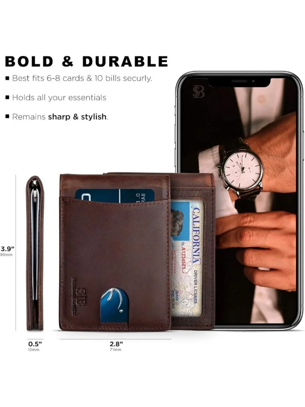 Slim RFID Blocking Leather Bifold Wallet for Men | Minimalist Front Pocket